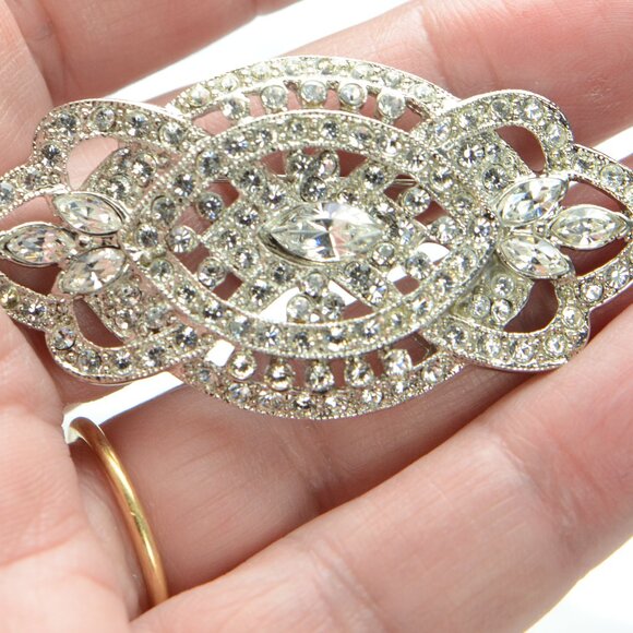 Vintage Kenneth Jay Lane KJL Art Deco Crystal Pin Brooch - Picture 2 of 4